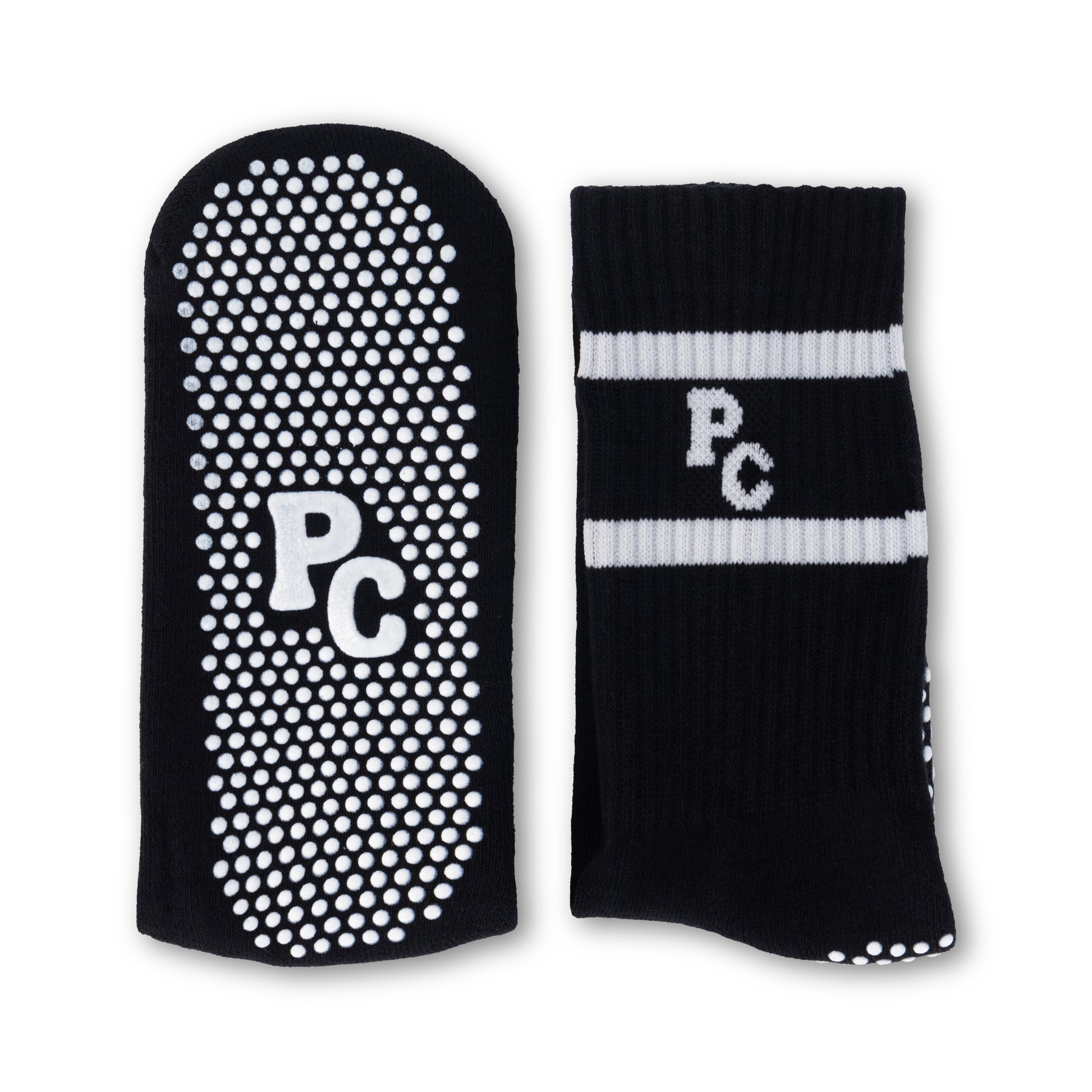 Black Pilates Crew Socks With Rubber Grip