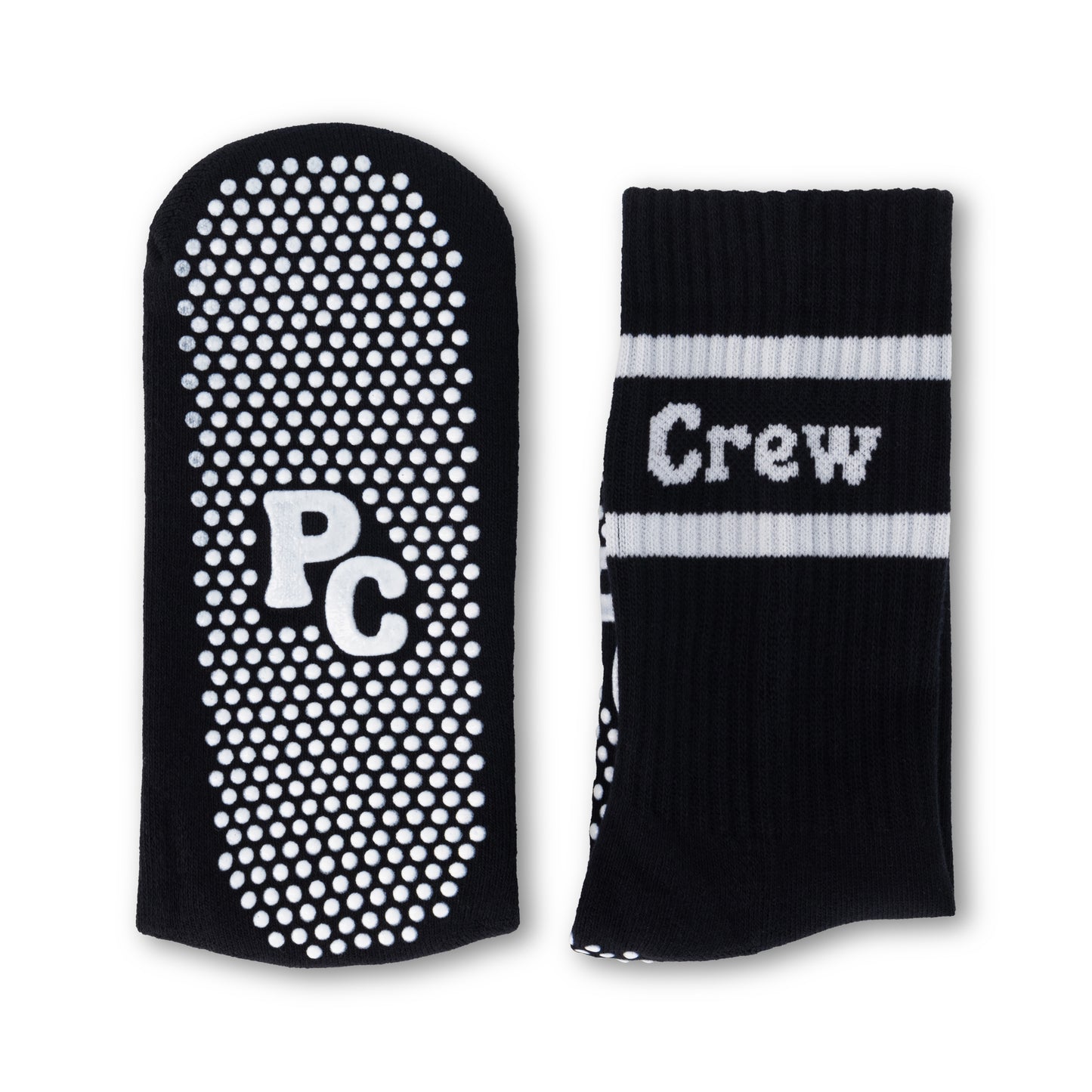 Black Pilates Crew Socks With Rubber Grip  2