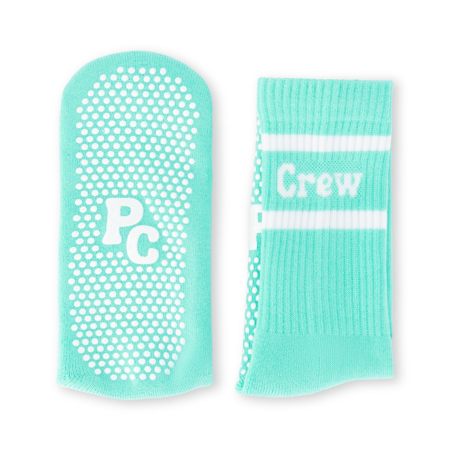 Mint Green Pilates Crew Socks With Rubber Grip