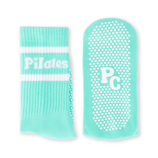 Mint Green Pilates Crew Socks With Rubber Grip 3