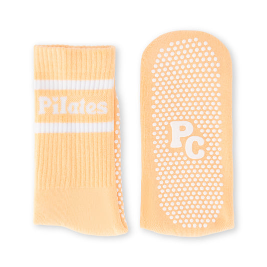  Peach Pilates Crew Socks With Rubber Grip 3