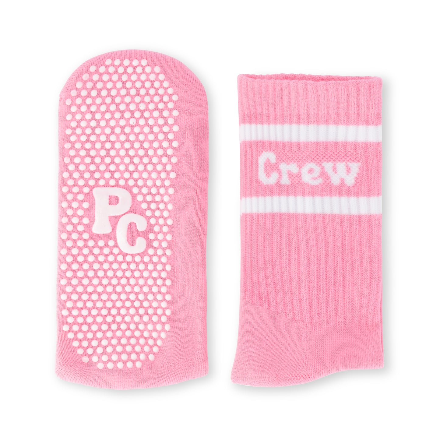 Pink Pilates Crew Socks With Rubber Grip